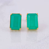 Topos Rectangulares Esmeraldas 6qts 3.2g / in / 10.9mm Oro Amarillo 18K