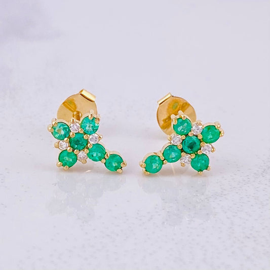 Topos Cruz Tupida Esmeraldas 50pts Diamantes 6pts 1.55g / in / 10.4mm Oro Amarillo 18K