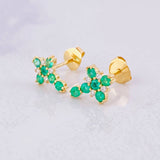 Topos Cruz Tupida Esmeraldas 50pts Diamantes 6pts 1.6g / in / 10.7mm Oro Amarillo 18K