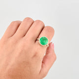 Anillo Circular Bordeado Esmeralda 5.01pts Diamantes 46pts 5.25g / T6 3/4 Oro Amarillo 18K