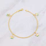 Crown Bracelet Emeralds 25pts 3.75g / 7 1/2 in / 2.3mm Yellow Gold 18K