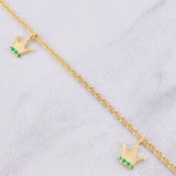 Crown Bracelet Emeralds 25pts 3.75g / 7 1/2 in / 2.3mm Yellow Gold 18K