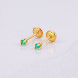 Topos Cuatro Garras Esmeraldas 17pts 0.65g / in / 2.2mm Oro Amarillo 18K