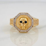 Anillo Sello Calavera 8.6g / T10 1/4 Dos Oros Amarillo Blanco 18K