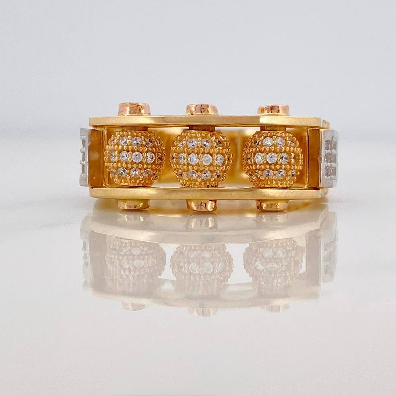 Beads of Fire Ring 12.15g / T10 3/4 Three Golds 18K