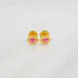 Stud Earrings Dense Eyes 0.65g / in / 4.6mm Yellow Gold 18K