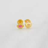 Stud Earrings Dense Eyes 0.65g / in / 4.6mm Yellow Gold 18K