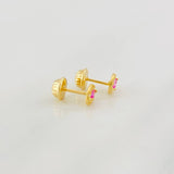 Stud Earrings Dense Eyes 0.65g / in / 4.6mm Yellow Gold 18K