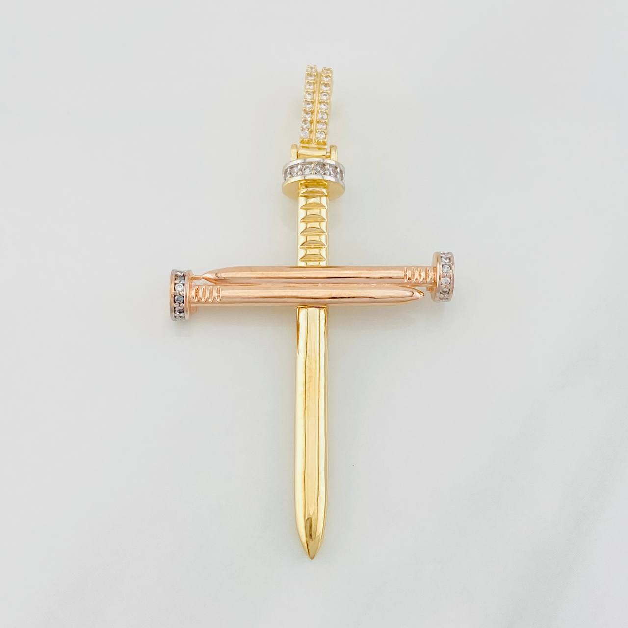 Nail Cross Pendant 6.05g / 2 1/4 in Three Golds 18K