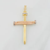 Nail Cross Pendant 6.05g / 2 1/4 in Three Golds 18K