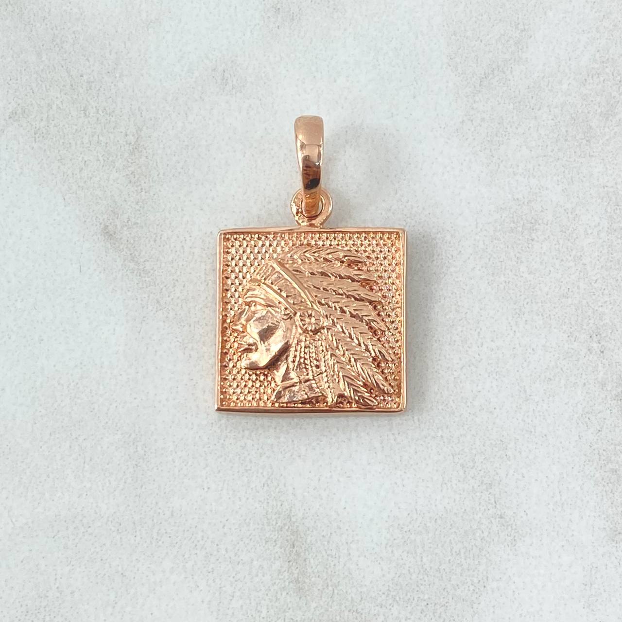 Pendant Indio Marco Cuadricular 4.15gr / 2.2cm / Textured Smooth Edge 18K Rose Gold ©