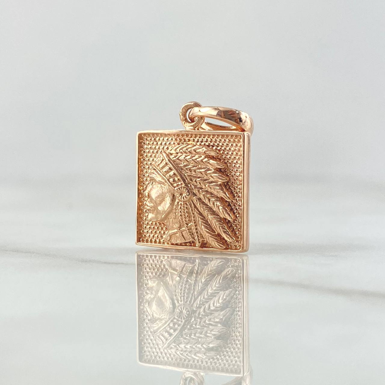 Pendant Indio Marco Cuadricular 4.15gr / 2.2cm / Textured Smooth Edge 18K Rose Gold ©