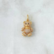 Pendant Articulated Bear 2.6gr / 1.9cm / White Zircons Black Eyes 18K Yellow Gold *