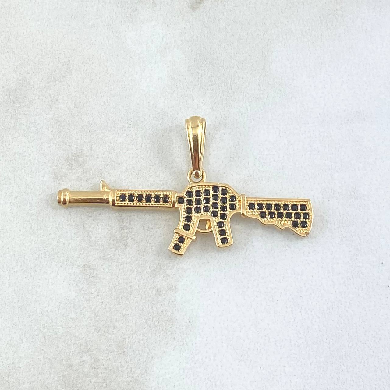 Pendant Arm 2.55gr / 3.6cm / Black Zircons 18K Yellow Gold ©