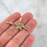 Pendant Arm 2.55gr / 3.6cm / Black Zircons 18K Yellow Gold ©