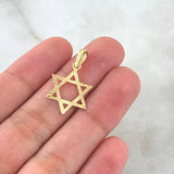 Dije Estrella De David 1.75gr / 3.3cm / Diamantada Lisa Oro Amarillo 18K