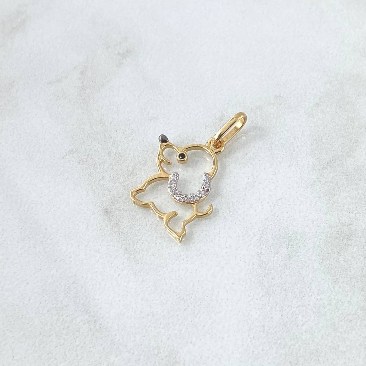 Pendant Dog Silhouette 0.7gr / 2cm / White Zircons 18K Yellow Gold