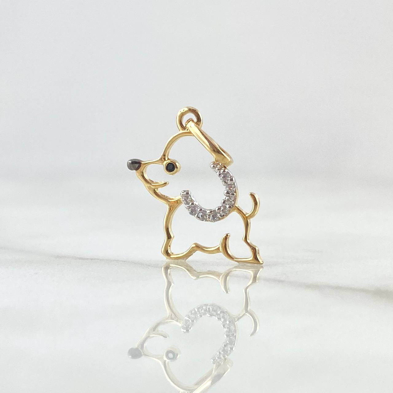 Pendant Dog Silhouette 0.7gr / 2cm / White Zircons 18K Yellow Gold