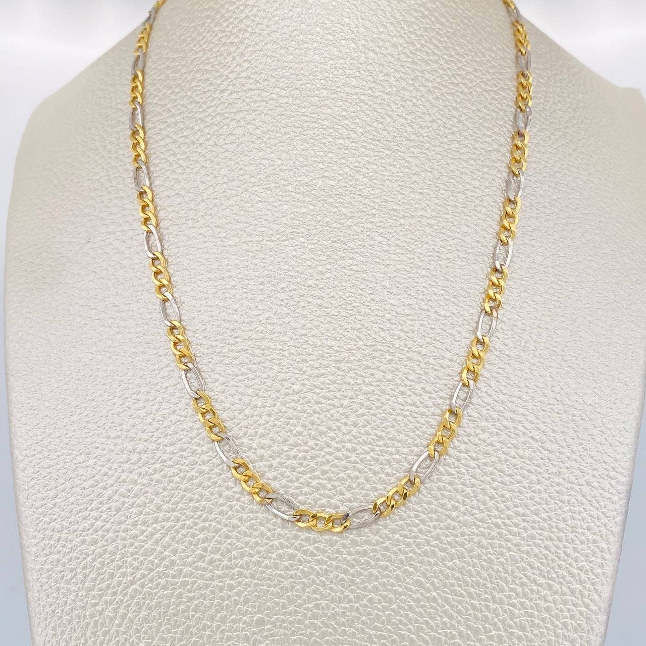 Figaro Chain 6.25gr / 25 3/4 in / 3.08mm Two-tone Yellow White +1 18K &