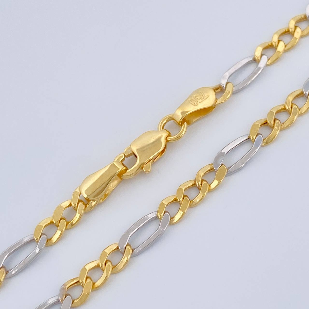 Figaro Chain 6.25gr / 25 3/4 in / 3.08mm Two-tone Yellow White +1 18K &
