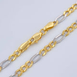 Figaro Chain 6.25gr / 25 3/4 in / 3.08mm Two-tone Yellow White +1 18K &