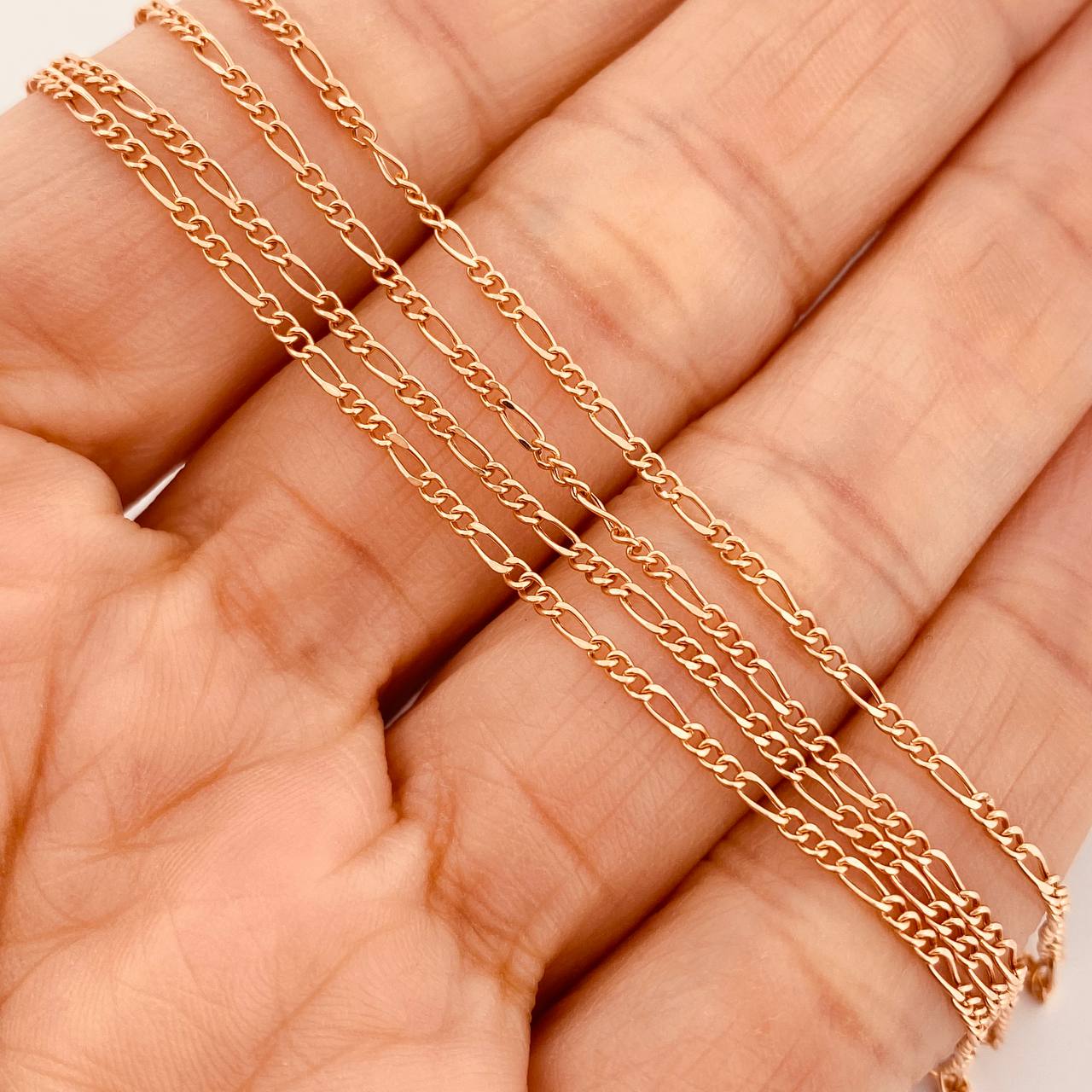 Figaro Chain 1.4gr / 17 3/4 in / 1.36mm Rose Gold +1 18K &