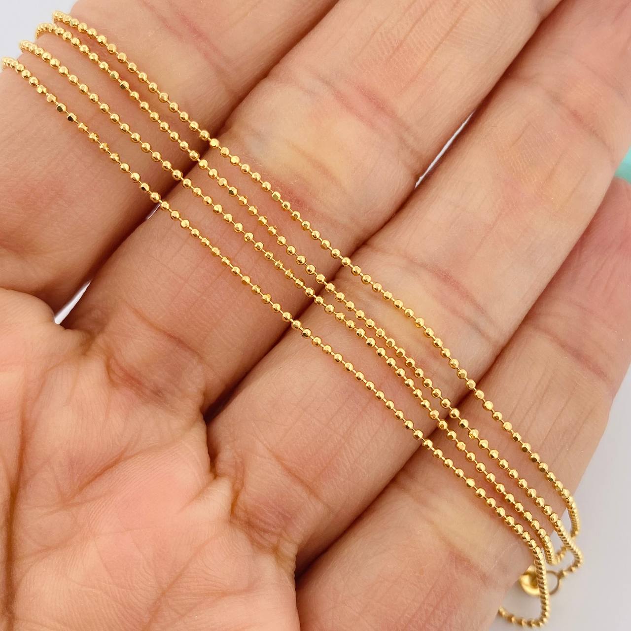 Cadena Mini Militar 1.4gr / 17 3/4 in / 0.6mm Oro Amarillo +3 18K &