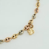 Tobillera GC Treboles 5.6gr / 9 3/4 in / 4mm Tres Oros 18K $