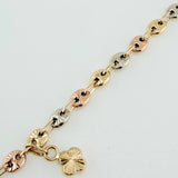 Tobillera GC Treboles 5.6gr / 9 3/4 in / 4mm Tres Oros 18K $