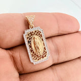 Dije Virgen De Guadalupe 3.2gr / 1 1/4 in / Dos Oros Amarillo Blanco 18K %