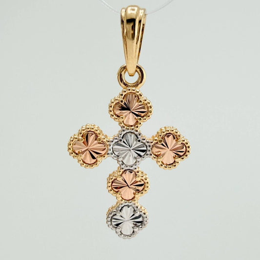 Clover Cross Pendant 2.4gr / 1 1/4 in / Spanish National Three Golds 18K %