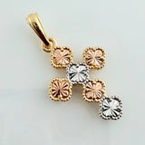 Clover Cross Pendant 2.4gr / 1 1/4 in / Spanish National Three Golds 18K %
