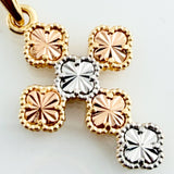 Clover Cross Pendant 2.4gr / 1 1/4 in / Spanish National Three Golds 18K %