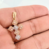 Clover Cross Pendant 2.4gr / 1 1/4 in / Spanish National Three Golds 18K %
