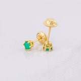 Stud Earrings Six Claws Emeralds 20pts 0.75g / in / 3.7mm Yellow Gold 18K