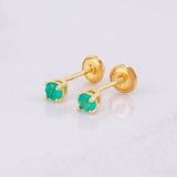Topos Cuatro Garras Esmeraldas 30pts 0.75g / in / 3.1mm Oro Amarillo 18K