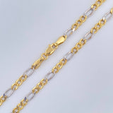 Figaro Chain 6.2gr / 25 3/4 in / 3.15mm Two Golds Yellow White +1 18K $