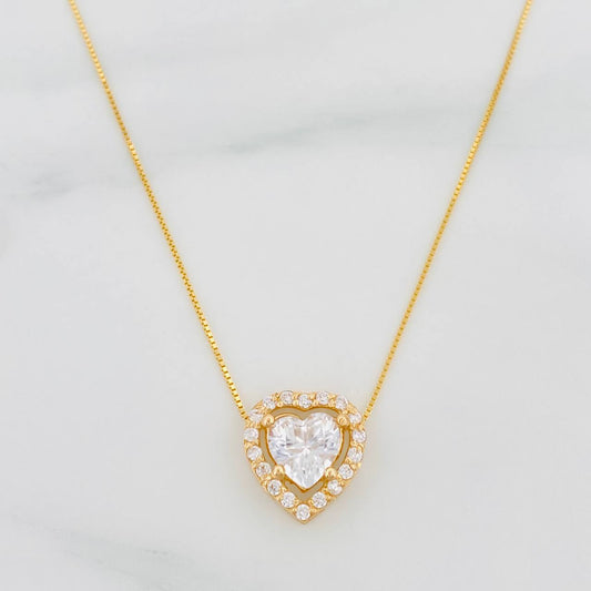 Venetian Chain Set + Moissanite Heart Pendant 1.02 Qts / 2.35g / 16 in Yellow Gold 18K