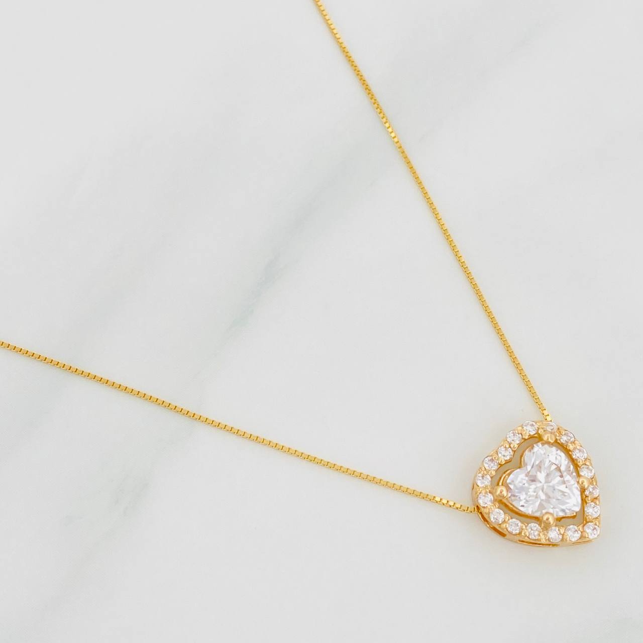 Venetian Chain Set + Moissanite Heart Pendant 1.02 Qts / 2.45g / 18 in Yellow Gold 18K