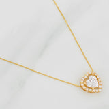 Set Cadena Veneciana + Dije Corazón Moisanitas 1.02 qts / 2.3g / 16 in Oro Amarillo 18K