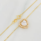 Set Cadena Veneciana + Dije Corazón Moisanitas 1.02 Qts / 2.35g / 16 in Oro Amarillo 18K