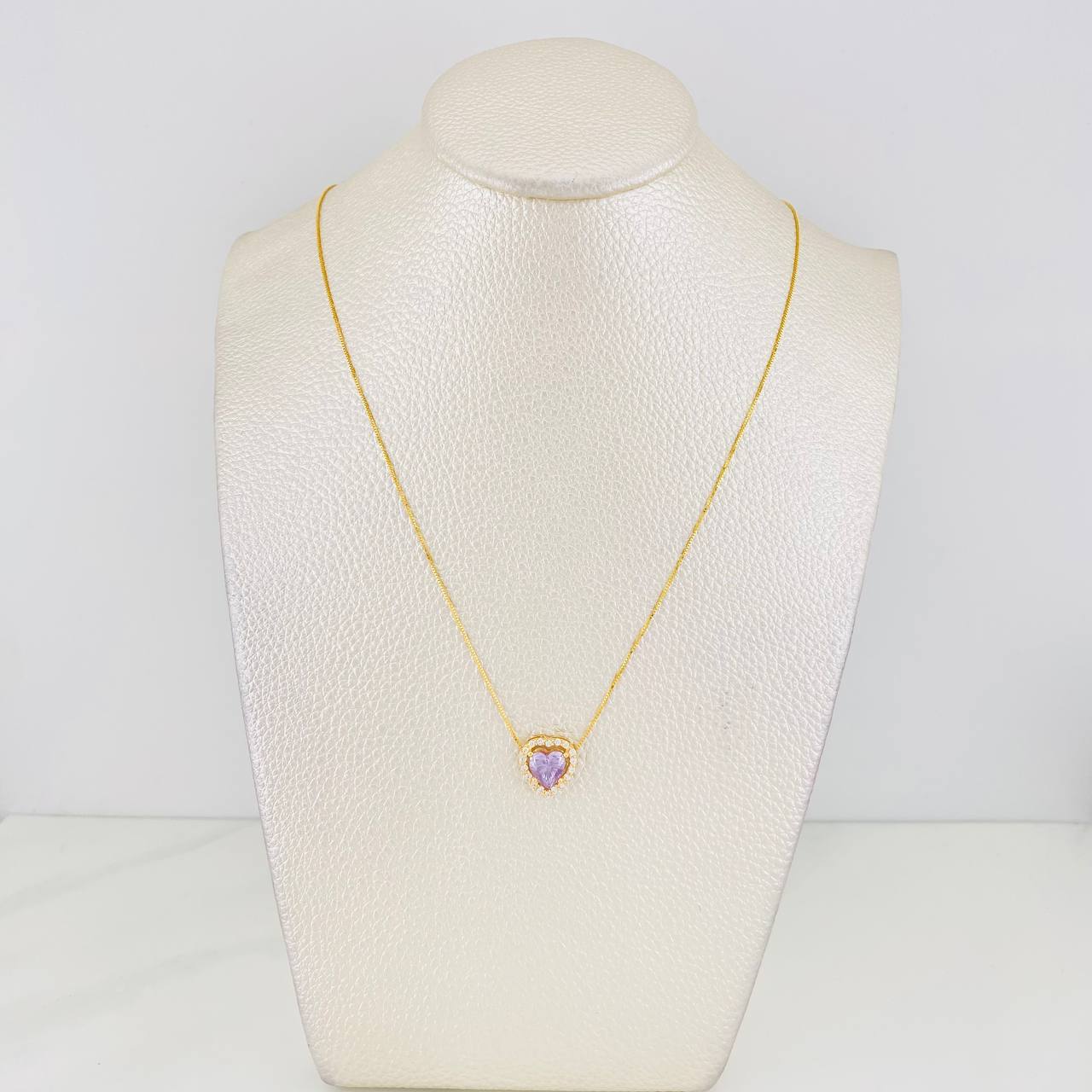 Set Cadena Veneciana + Dije Corazón Moisanitas 1.02 Qts / 2.45g / 16 in Oro Amarillo 18K