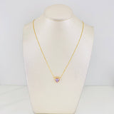 Set Cadena Veneciana + Dije Corazón Moisanitas 1.02 Qts / 2.45g / 16 in Oro Amarillo 18K