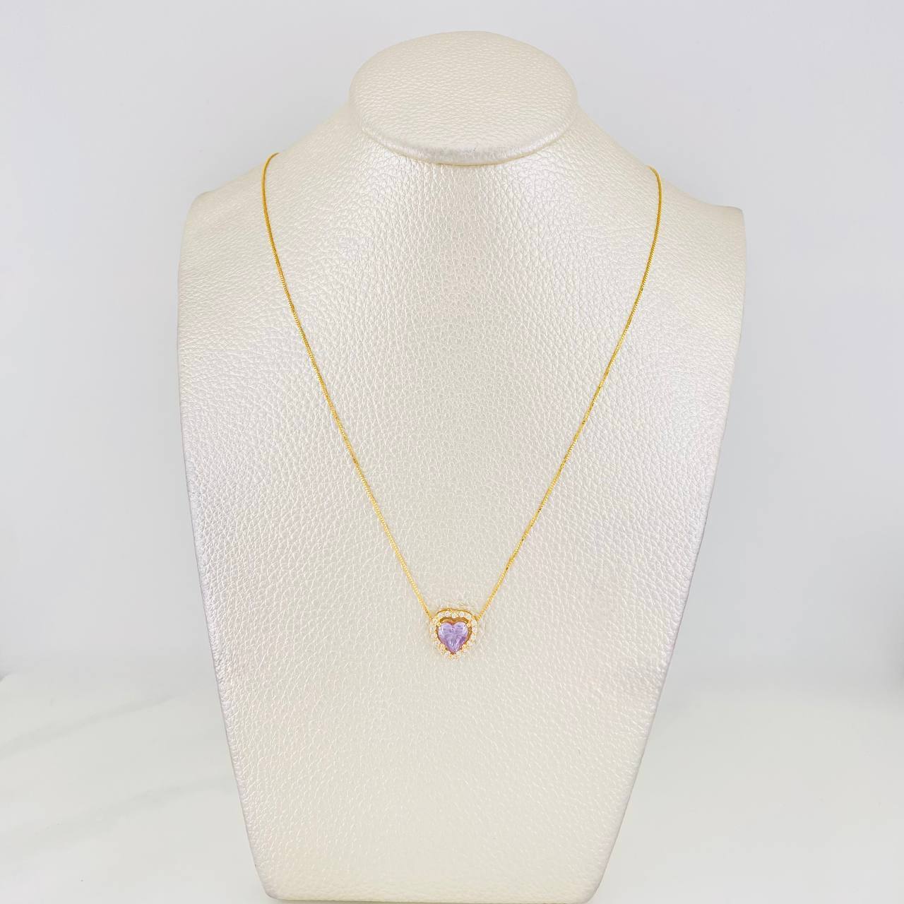 Set Cadena Veneciana + Dije Corazón Moisanitas 1.02 qts / 2.5g / 18 in Oro Amarillo 18K