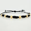 Black Woven Bracelet Yellow Gold 18K Diamond Cut Beads
