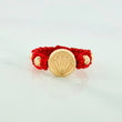 Anillo Tejido Rojo Herraje Corona 0.75 g / T8 Oro Amarillo 18K