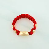Anillo Tejido Rojo Herraje Corona 0.75 g / T8 Oro Amarillo 18K