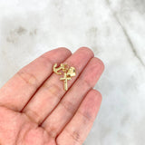 Pendant Three Charms 0.95gr / 2cm / "Cross-Heart-Anchored" 18K Yellow Gold
