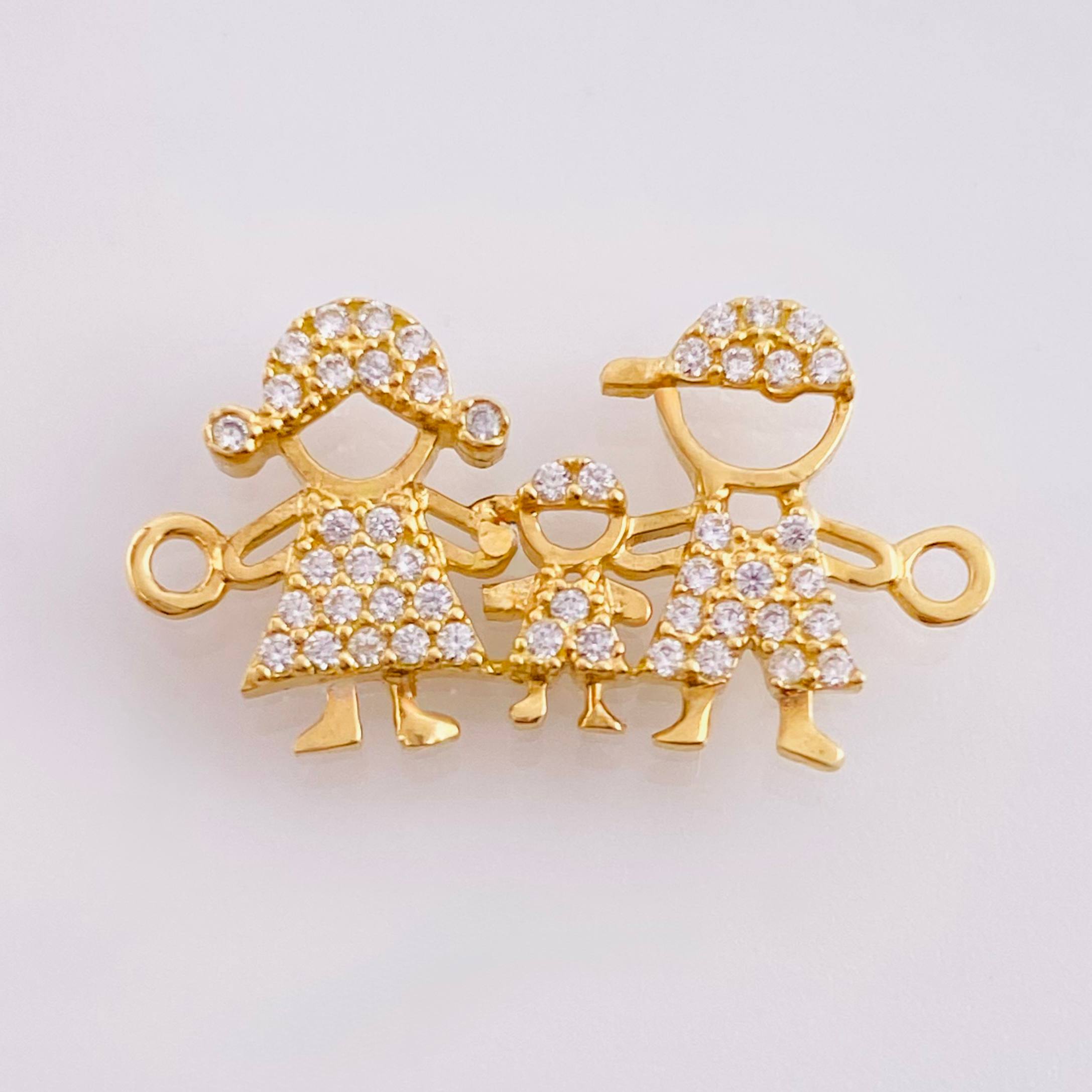 Family Silhouette Charm 1.6gr / 1 in / 18K Yellow Gold