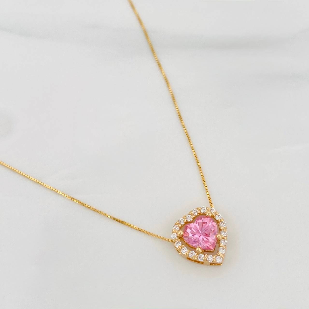 Venetian Chain Set + Moissanite Heart Pendant 1.02 Qts / 2.4g / 16 in 18K Yellow Gold